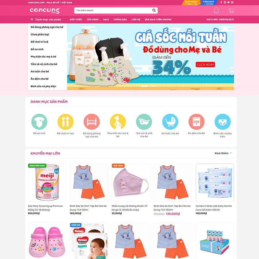 Mẫu thiết kế website cửa hàng bách hóa shop