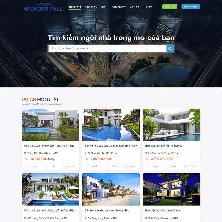 Mẫu thiết kế website đăng tin mua bán cho thuê bất động sản