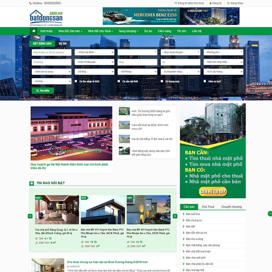 Mẫu thiết kế website đăng tin mua bán bất động sản