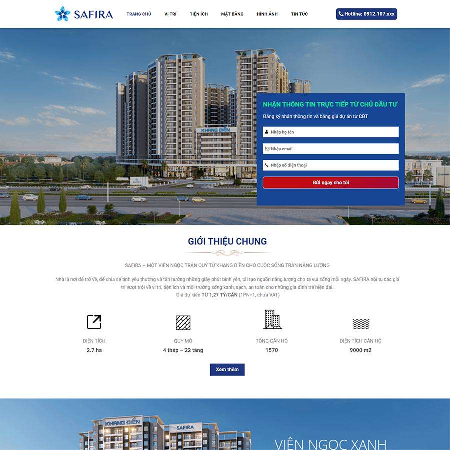 Mẫu thiết kế website landingpage bất động sản