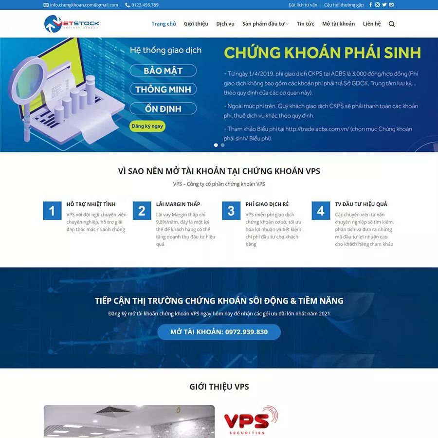 Mẫu thiết kế website công ty chứng khoán