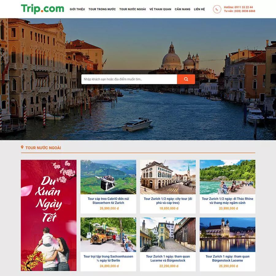 Mẫu thiết kế website bán tour du lịch