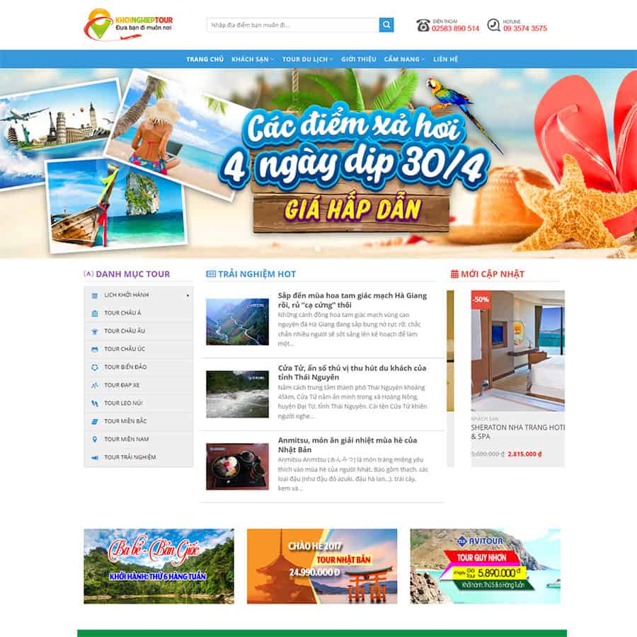 Mẫu thiết kế website kinh doanh lĩnh vực về du lịch