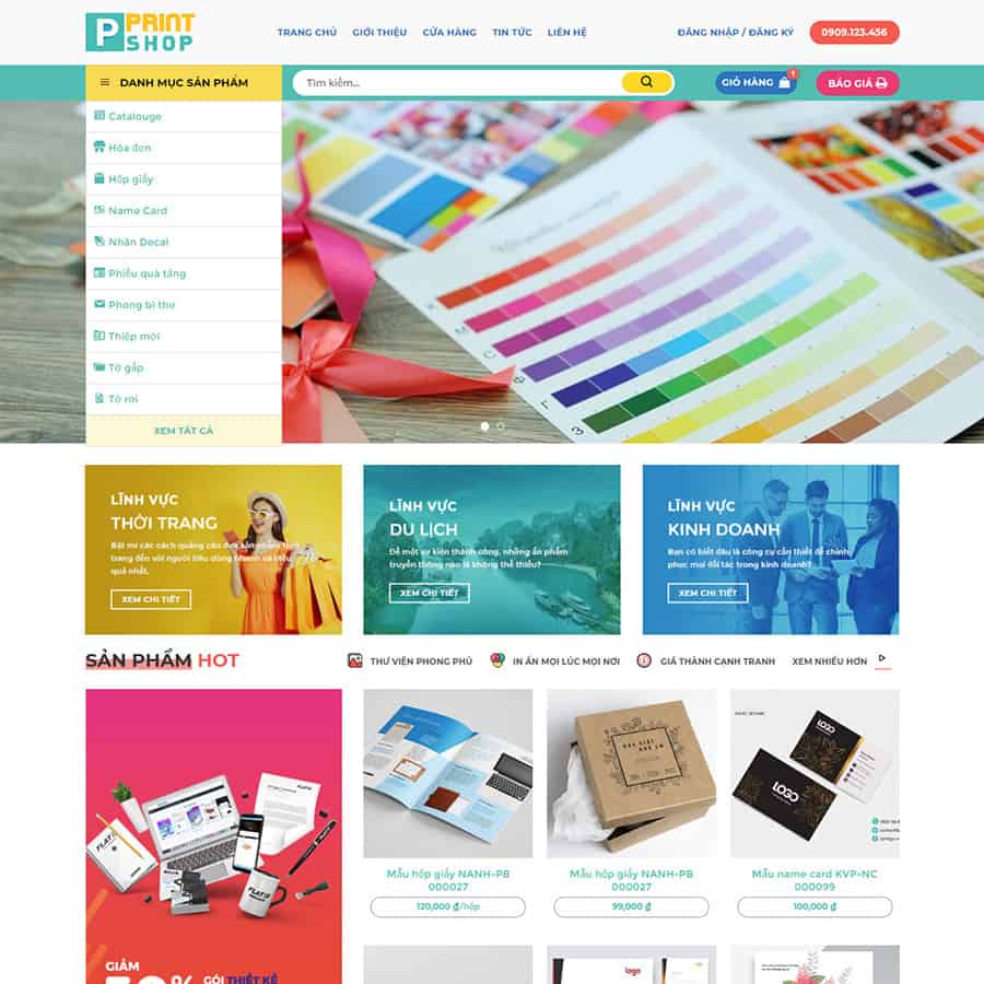 Mẫu thiết kế website in ấn, thiết kế