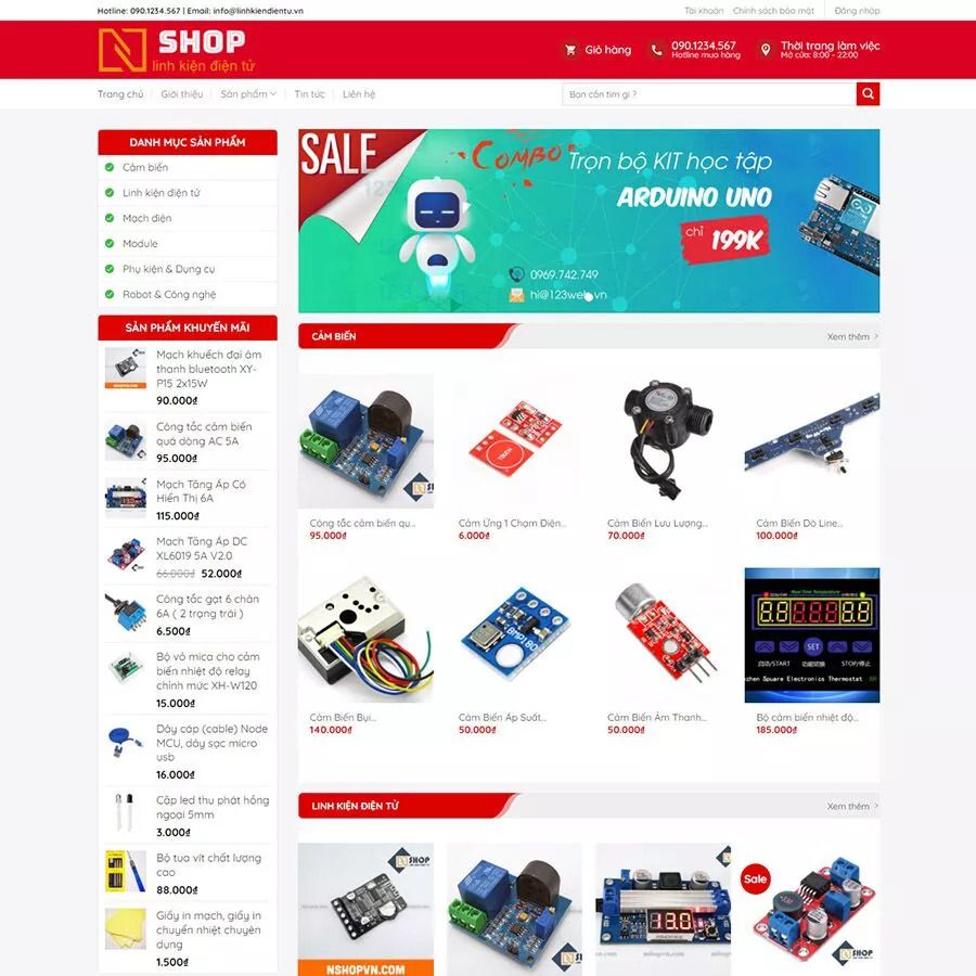 Mẫu thiết kế website bán linh kiện điện tử