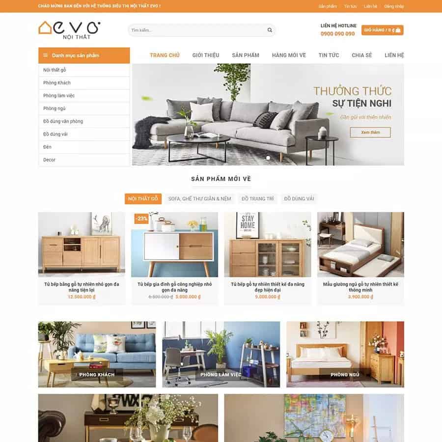 Mẫu thiết kế website bán hàng sản phẩm nội thất
