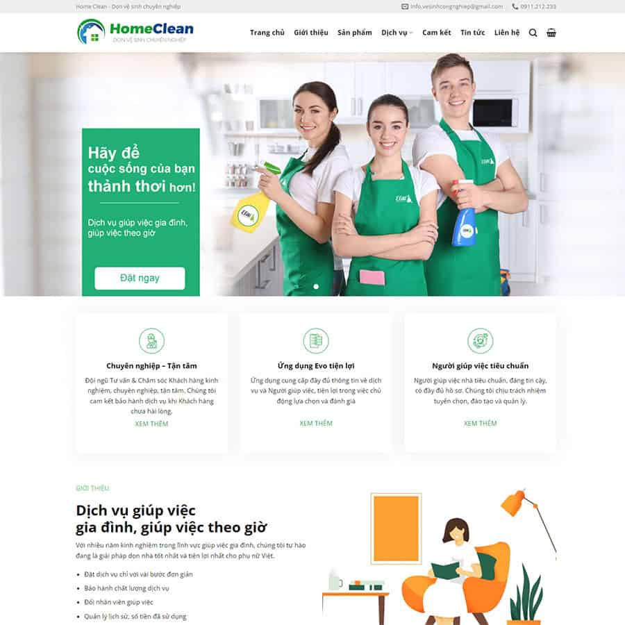 Mẫu thiết kế website dịch vụ vệ sinh, dọn dẹp nhà cửa