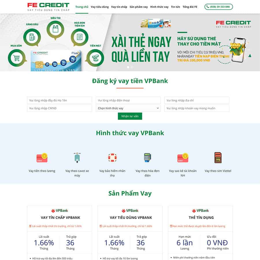 Mẫu thiết kế website vay vốn, tài chính