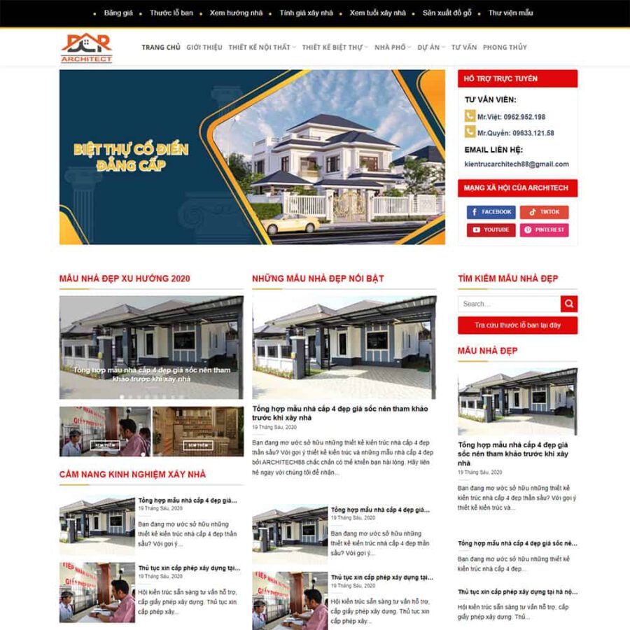Mẫu thiết kế website công ty kiến trúc, xây dựng